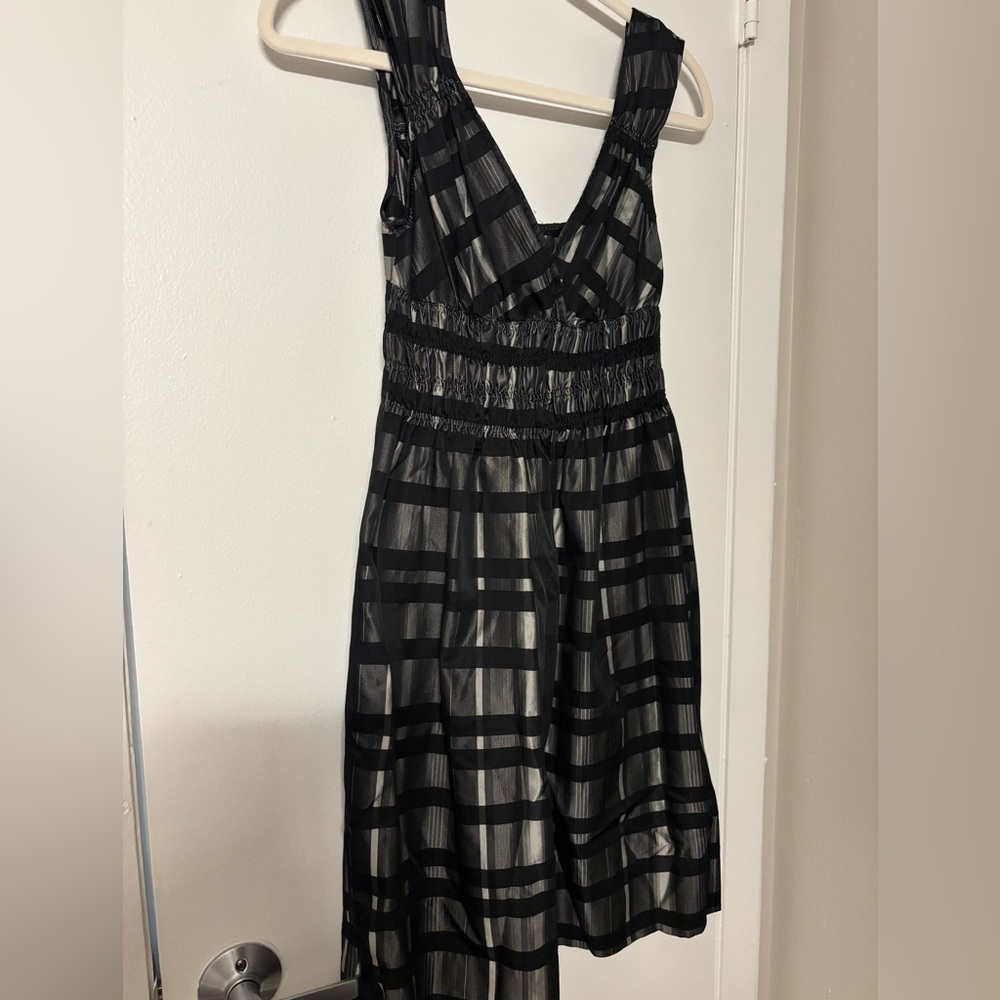 Zara Black and White Plaid Midi Dress